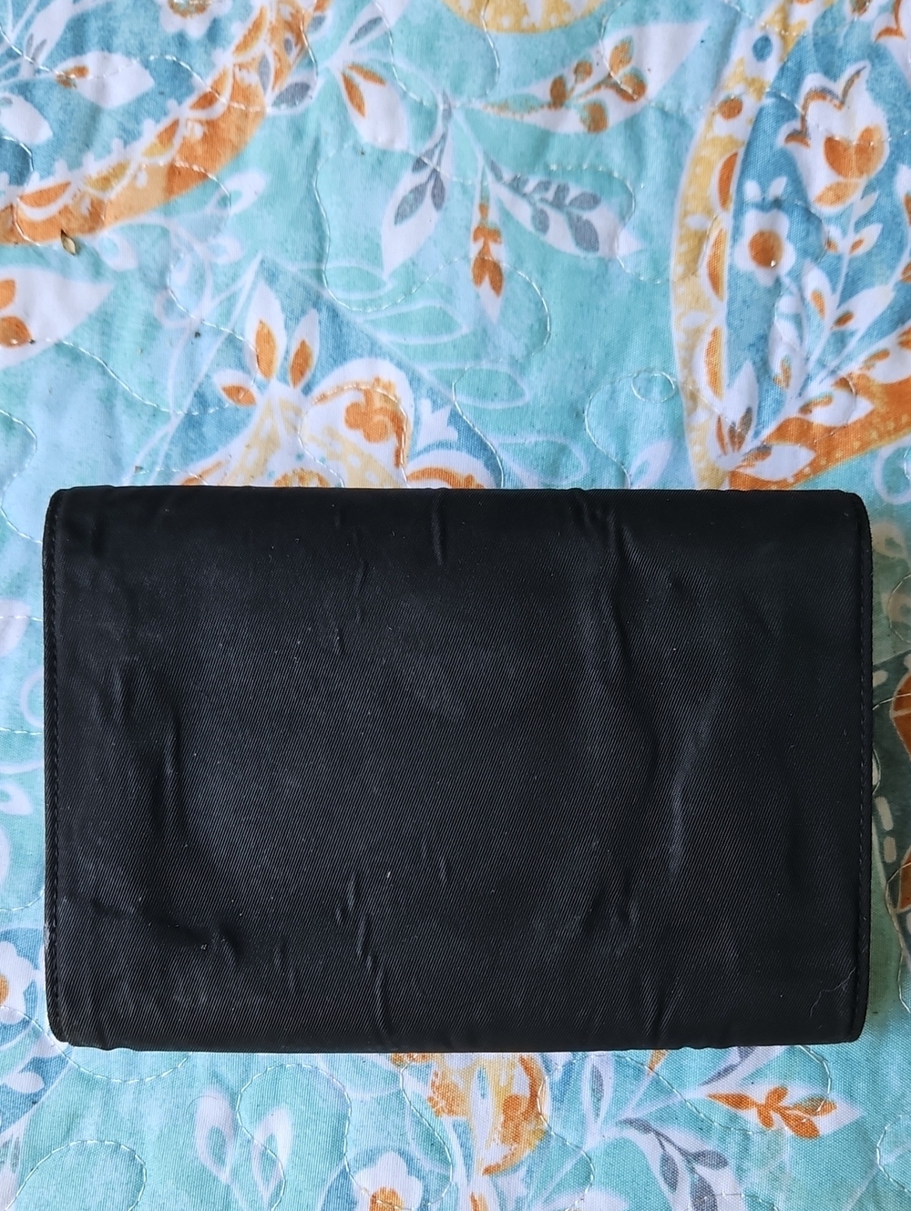 Prada Vintage Classic 💯 Authentic Luxury Black Nylon Foldover Clutch Wallet - Picture 6 of 6